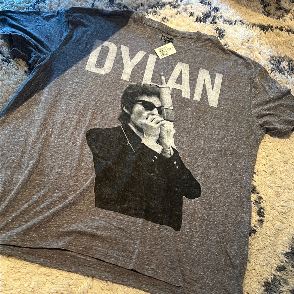 Bob Dylan Graphic T-Shirt ~ Revolution 45 ~ Gray Short Sleeve Crew Neck ~ 2XL